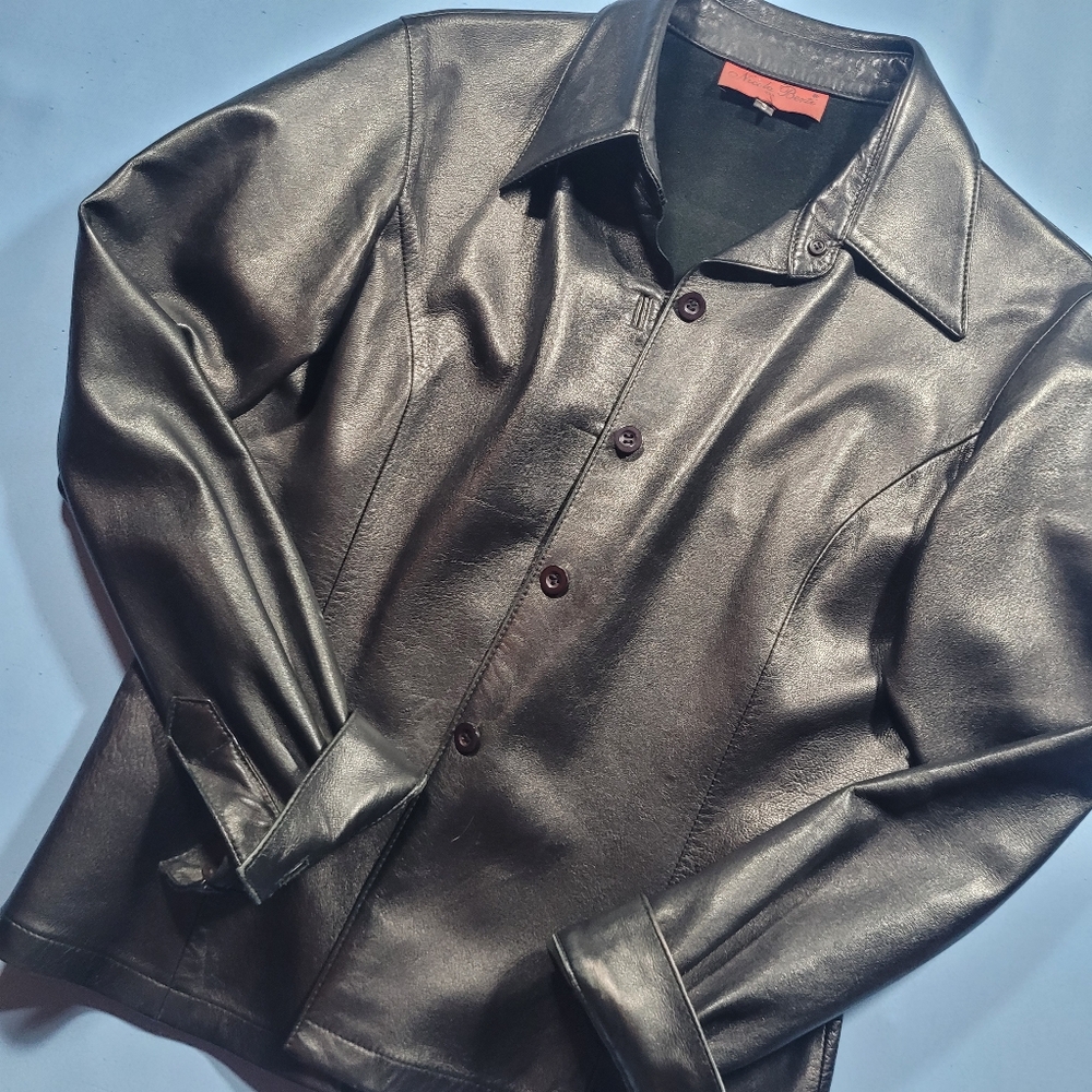 Vintage 90s leather shirt/jacket by Nicola Berti - Picture 6 of 8